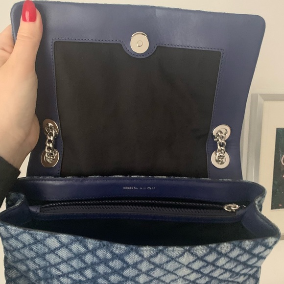 $298 Rebecca Minkoff Vintage Denim Quilted Flap Bag - Picture 8 of 10
